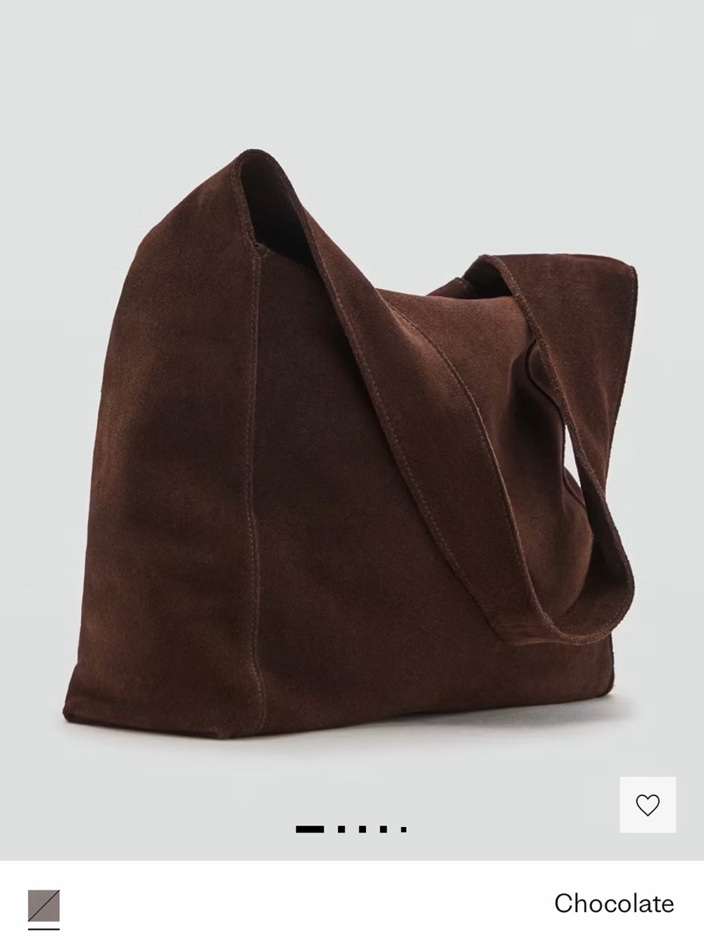 Suede Shoulder Bag - Chocolate Brown - Picture 7 of 7